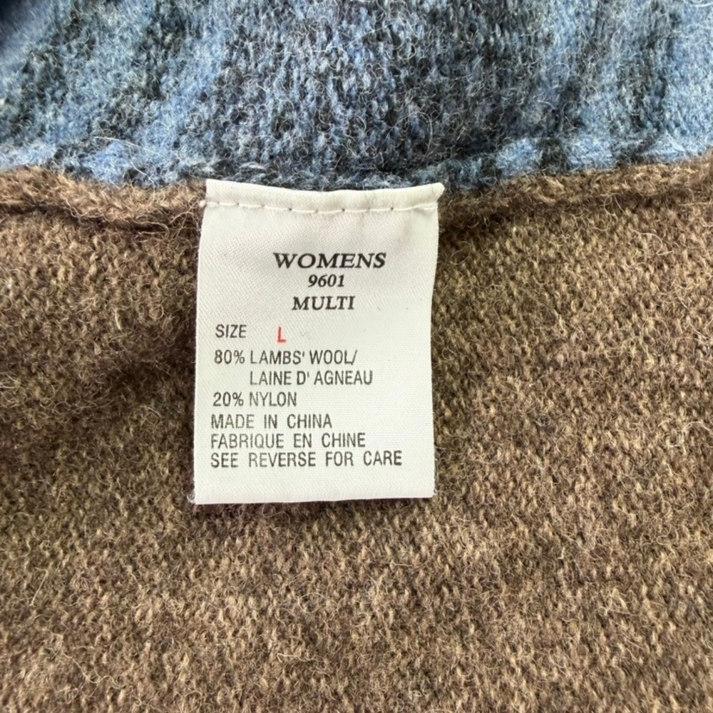 Woolrich Southwestern Lambswool Full Zip Sweater Womens Large Blue Brown Aztec - Picture 7 of 12